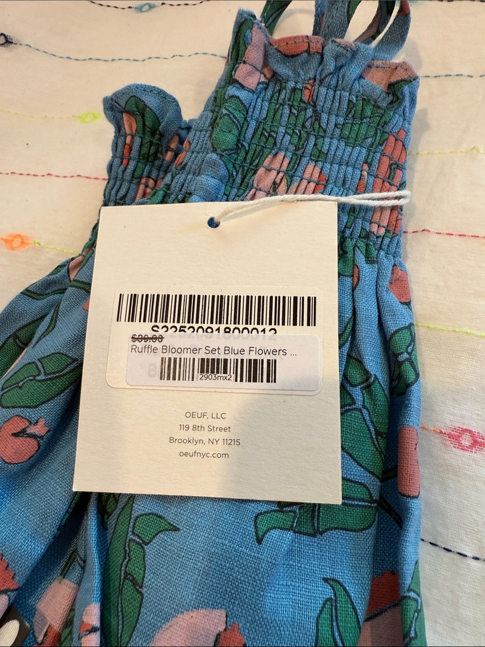 Oeuf Ruffle Bloomer Set Blue Flowers - 12 Month. NWT! - Picture 4 of 4